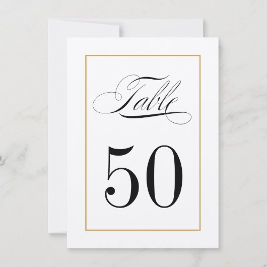 Elégante carte de numéro de table Bordure or solid (Devant)