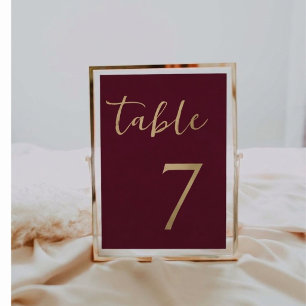 Élégante carte de numéro de table de mariage borde