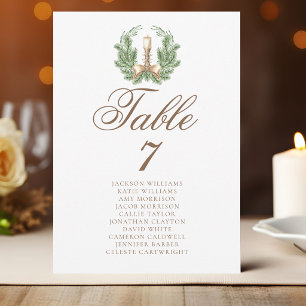 Élégante carte de numéro de table de mariage de No