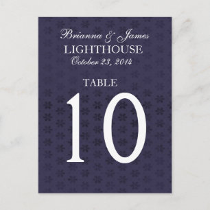 Elégante carte de numéro de table de minuit et de