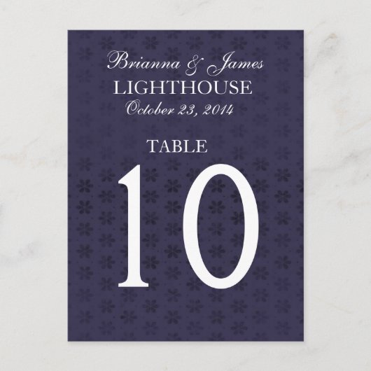 Elégante carte de numéro de table de minuit et de  (Devant)
