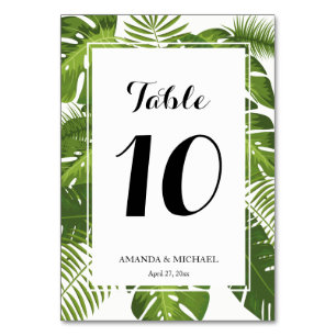 Elégante carte de numéro de table des feuilles tro