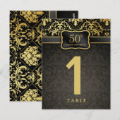 Élégante carte de numéro de table du 50e anniversa (Devant / Derrière)