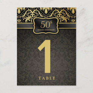 Élégante carte de numéro de table du 50e anniversa