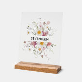 Elégante carte de numéro de table florale (Angle)