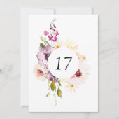 Elégante carte de numéro de table florale (Devant)