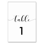 Elégante carte de numéro de table mariage noir et (Dos)