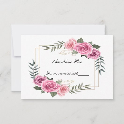 Elégante carte de place de table rose géométrique (Devant)