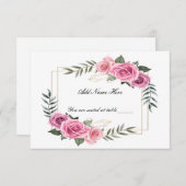 Elégante carte de place de table rose géométrique (Devant / Derrière)