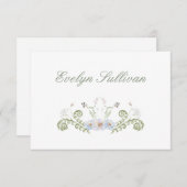 Élégante carte de place florale (Devant / Derrière)