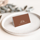 Elégante carte de place Mariage Monogramme Brown