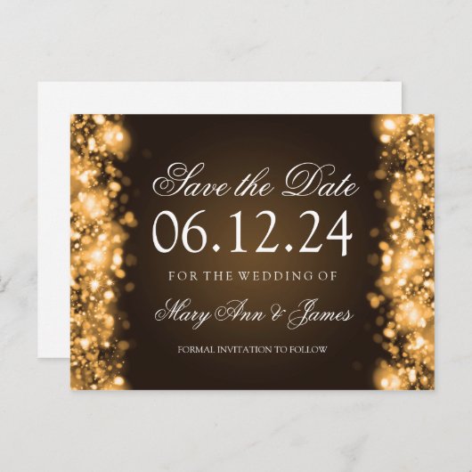 Élégante Carte de Pré-Réservation Lumières Étincel (Devant / Derrière)