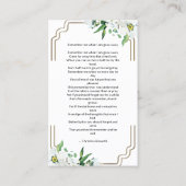Elégante carte de prière à cadre or floral blanc (Dos)