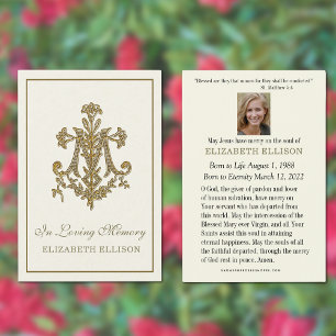 Elégante carte de prière de Croix Marian Gold