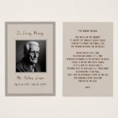 Elégante carte de prière de service commémoratif f (Devant & derrière)