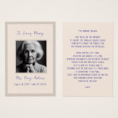 Elégante carte de prière de service commémoratif f (Devant & derrière)