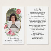 Elégante carte de prière Florale Photo Funérailles (Devant & derrière)