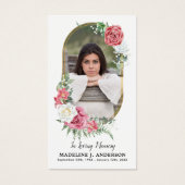 Elégante carte de prière Florale Photo Funérailles (Devant)