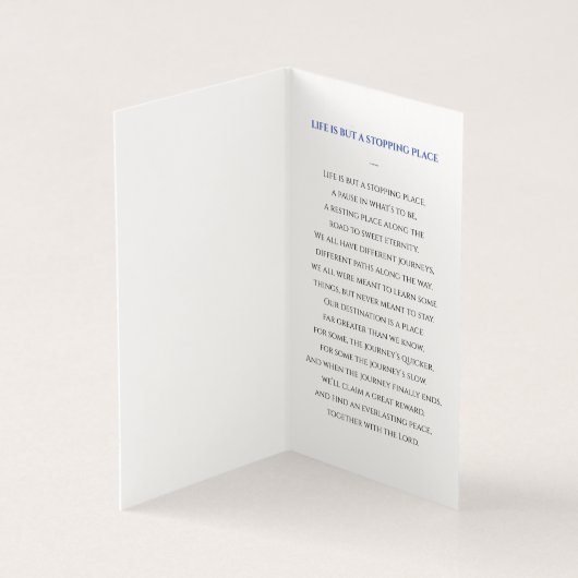 Elégante carte de prière funéraire bleue avec phot (Inside)