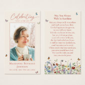 Élégante carte de prière funéraire commémorative F (Devant & derrière)