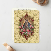 Elégante carte de prière funéraire de Guadalupe es (Devant/Arrière en situation)