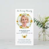 Elégante carte de prière funéraire du Mémorial de (Debout devant)