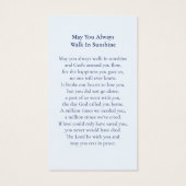 Elégante carte de prière funéraire Florale Bleue (Dos)