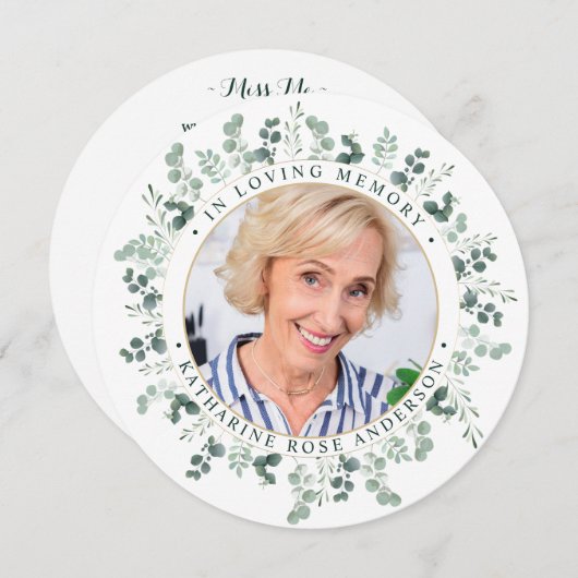 Elégante carte de prière funéraire Mémorial Eucaly (Devant / Derrière)