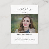 Elégante carte de prière funéraire photo (Devant)