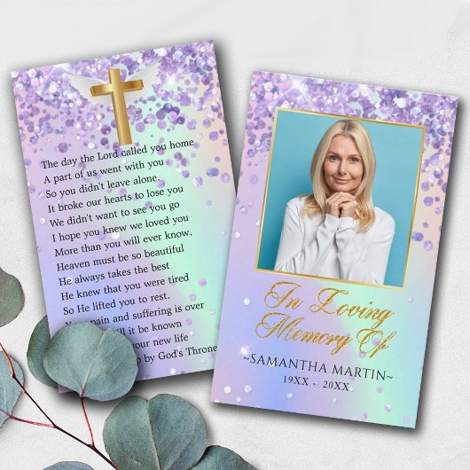 Elégante carte de prière funéraire photo