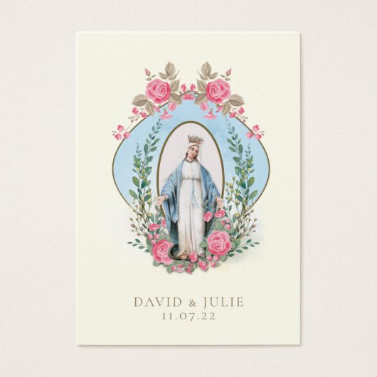 Elégante carte de prière Mariage catholique or (Devant)