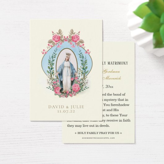 Elégante carte de prière Mariage catholique or (Bureau)