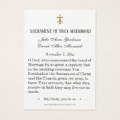 Elégante carte de prière Mariage de la Croix Flora (Dos)