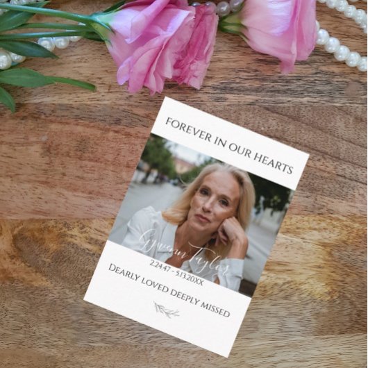 Elégante carte de prière photo commémorative funér