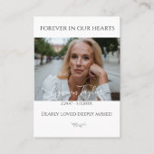 Elégante carte de prière photo commémorative funér (Devant)