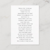 Elégante carte de prière photo commémorative funér (Dos)