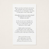 Elégante carte de prière photo pour les funéraille (Dos)