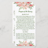 Elégante carte de prière Rosaire Floral (Devant / Derrière)