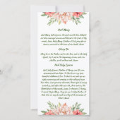 Elégante carte de prière Rosaire Floral (Dos)