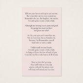 Elégante carte de prière rose photo funéraire (Dos)