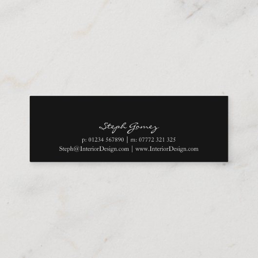 Elégante carte de profil de police de script noir (Dos)