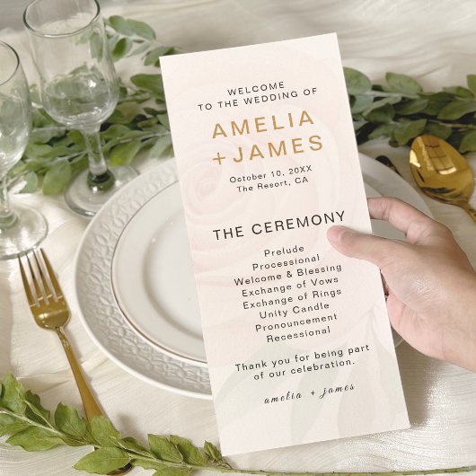 Elégante carte de programme de cérémonie de Mariag