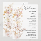 Élégante carte de programme de mariage Fleur sauva (Devant / Derrière)