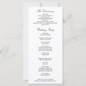 Élégante carte de programme de mariage photo (Dos)