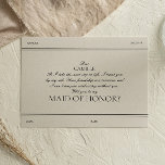Élégante carte de proposition Vintage de servante<br><div class="desc">Cette carte allie un charme intemporel à une touche personnelle. Avec son design d'inspiration vintage,  il ajoute une touche de nostalgie au moment présent. Customisez-le avec une photo chère et un message sincère pour créer un souvenir significatif,  invitant votre demoiselle d'honneur à partager la joie de votre journée spéciale</div>