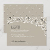 Elégante carte de réception de mariage fleurie et  (Devant / Derrière)