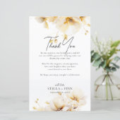 Elégante carte de réception de mariage Merci Flora (Debout devant)