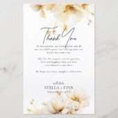 Elégante carte de réception de mariage Merci Flora (Devant)