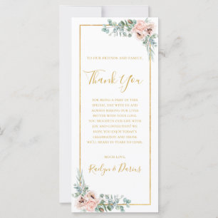 Elégante carte de réception en Merci 4x9 Blush Flo