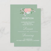 Elégante carte de réception florale - menthe (Devant / Derrière)